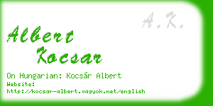 albert kocsar business card